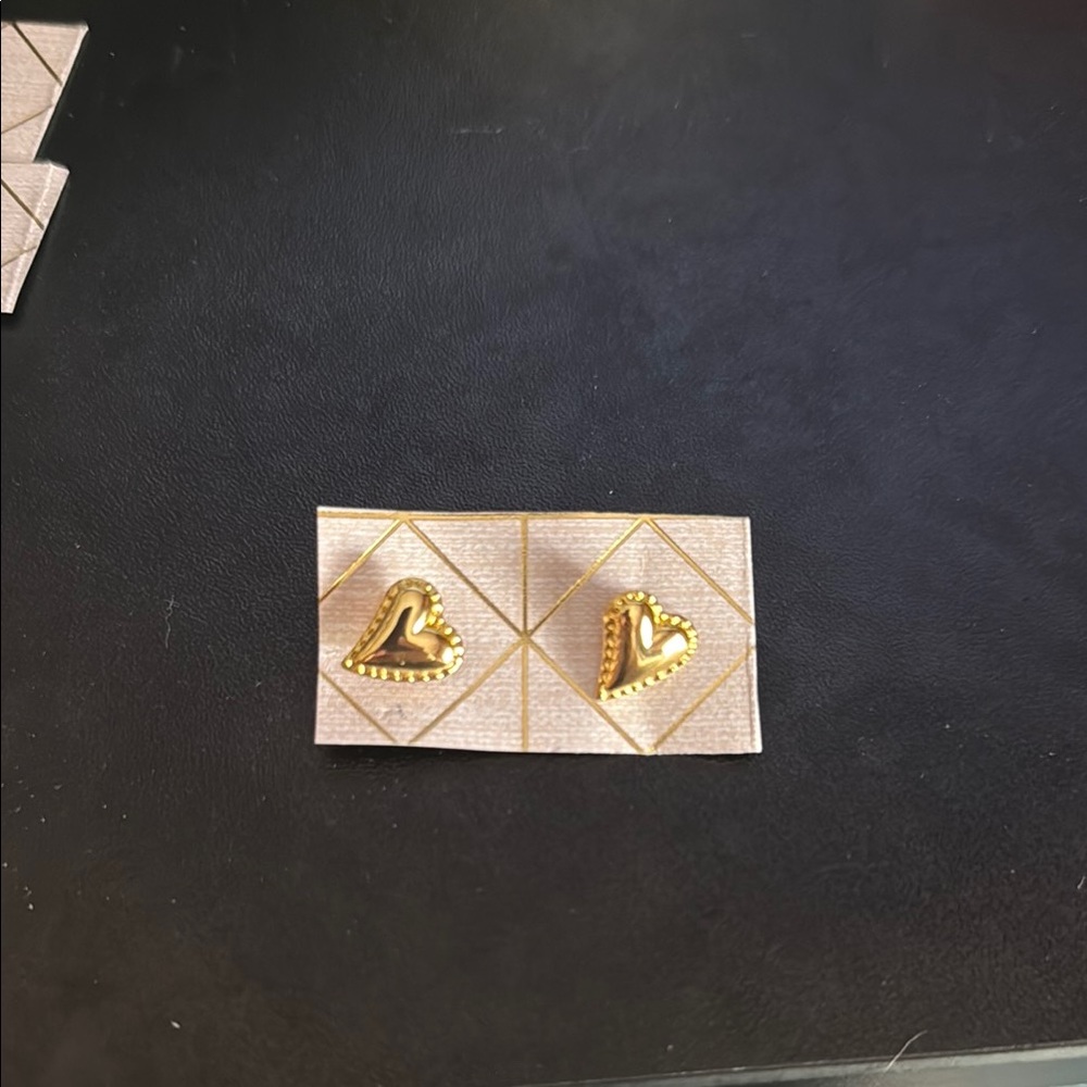 Gold Heart Stud Earrings